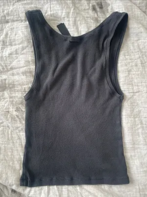 Black Ribbed Scoop Neck Tank Top - Women thumbnail 2