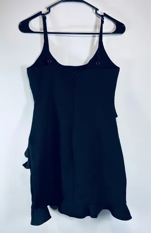 Hello Molly Black Ruffle Bodycon Mini Dress Adjustable Straps Size S thumbnail 2