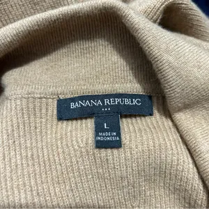 Banana Republic Factory Johnny Collar Sweater Brown Sugar Large Neutral Minimal thumbnail 4