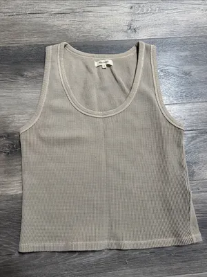 Madewell Purple and Tan Waffle Knit Scoop Neck Tank thumbnail 6