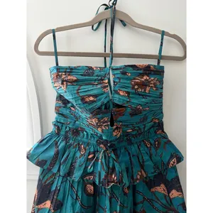 Ulla Johnson Isidro Romper Playsuit 6 Lagoon Teal Floral Print Resort Luxury thumbnail 7
