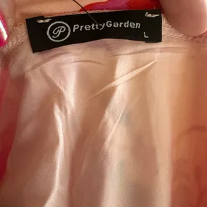 PrettyGarden Halter Floral Pink & Red Sleeveless Tiered Sundress size L NWT thumbnail 15