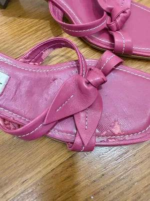 Etienne Aigner Y2K Coquette Barbiecore Bright Pink Leather Slide Open Square Toe Sz 7 US thumbnail 5