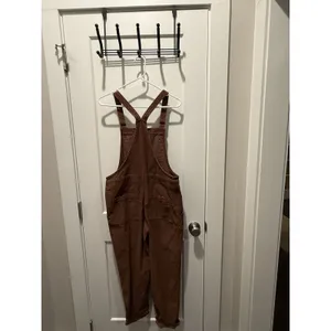 Aerie Werk and Play Brown Corduroy Overalls Bib Overalls Small S Raw Fray Hem thumbnail 4