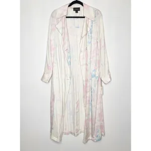 NWT Something Navy Tie Dye Trench Coat Duster Jacket Pink Blue Size XS thumbnail 5