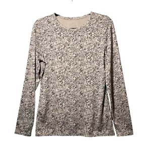 Cuddl Duds Microwear Long Sleeve Top Tan Black Animal Print Crew Neck‎ Womens M thumbnail 1