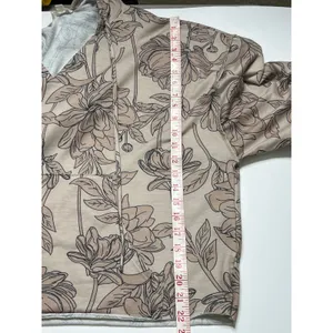 BiBi Floral Hoodie Top Taupe Lightweight Pullover Small Boho Casual thumbnail 7