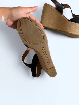 Tommy Hilfiger Black Wedge Sandals with Natural Platform thumbnail 3