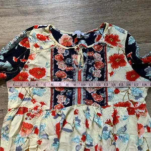 Patrons of Peace Cream Boho Floral Dress L thumbnail 3