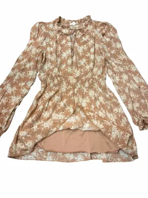 Blu Pepper Cottagecore Floral Smocked Waist Neutral Mini Dress Large thumbnail 3