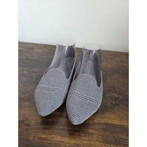 Gray Knit Pointed Toe Ballet Flat Shoes Slip On Preppy Comfy Office School 6 thumbnail 3