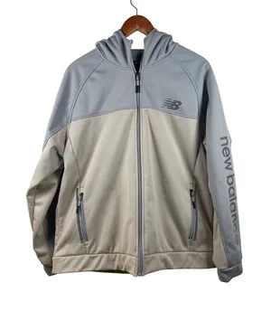 New Balance Womens Size Medium Colorblock‎ Hooded Zip Up Jacket Light Blue Grey thumbnail 1