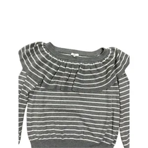 Joie‎ gray white striped ruffle sweater sz small thumbnail 5