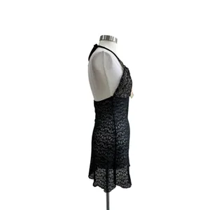Black Lace Sheer Mini Nightgown Slip Dress Y2K Coquette Size‎ M thumbnail 2
