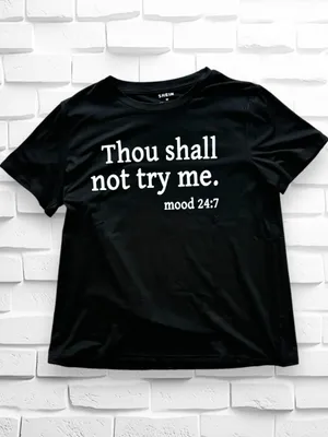 Women’s Medium “Thou Shall Not Try Me” Black Short Sleeve T-shirt • BNIB thumbnail 2
