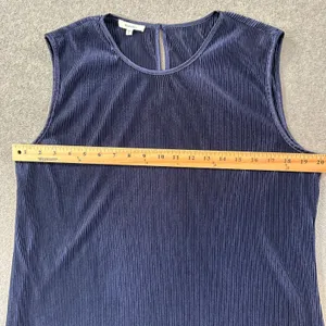 Pleione Blue Pleated Sleeveless Blouse Women's XL Round Neck Tank Top thumbnail 3