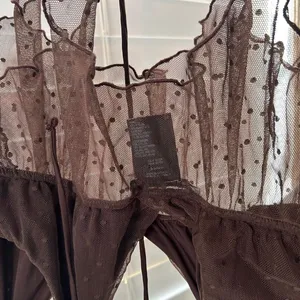 Urban Outfitters Brown Sheer Mesh Ruffle babydoll Top Y2K Fairy Grunge medium thumbnail 5