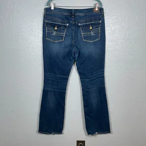 American Eagle Women 16 Kick Boot Jeans Western Cowgirl Festival Stretch Blue thumbnail 5