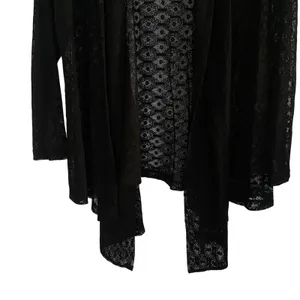 Cable Gauge Woman 1X Black Lace Duster Cardigan‎ Open Front Grandmacore Grunge thumbnail 4