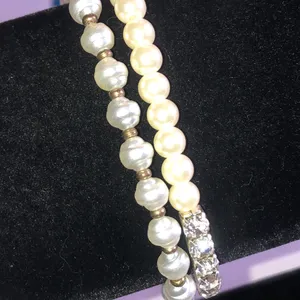 Faux Pearl and Rhinestone Stretch Bracelet Set thumbnail 3
