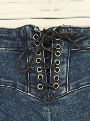 We The Free Free People CRVY Lace-Up Flare Jeans 33 Dark Wash High Rise Boho thumbnail 14