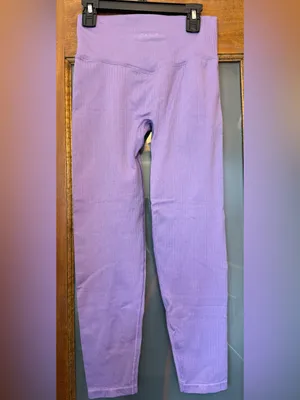 PINK Victoria’s Secret Active Seamless Ribbed High Waisted Leggings Lavender thumbnail 8