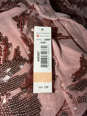 NWT R&M Richard Sequin Floral Cocktail Dress with Sheer Overlay Cape Rose 12P thumbnail 10