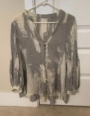 Unique Vintage 3 for $15! 100% Silk print blouse M thumbnail 1
