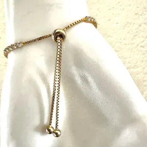 Gold tone rhinestone adjustable bracelet thumbnail 3
