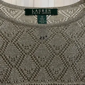 Lauren Ralph Lauren Women's Metallic Gold Long Sleeve Open Knit Pullover Sweater thumbnail 3