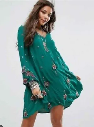 Free People Dress Floral Mini Tunic size L thumbnail 2