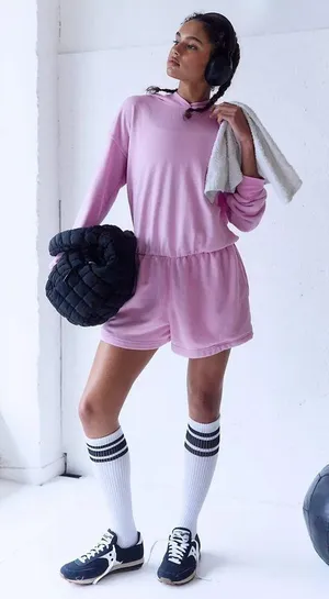 NWT FP Movement Such A Flirt Romper in Powder Pink $98 Retail thumbnail 4