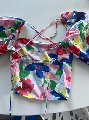 ZARA Open Back Floral Top thumbnail 1