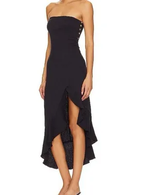 FREE PEOPLE Made Me Blush Midi Dress in Black thumbnail 4