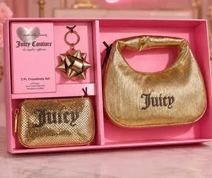 Juicy Couture Gold Mini Hobo 3-Piece Gift Set Wristlet Mirror NWT thumbnail 1