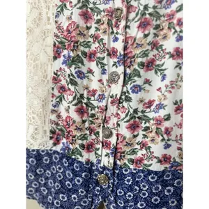 Vintage Patchwork Lace Vest M Cottagecore Boho Phoebe Grunge‎ Artsy Button USA thumbnail 2