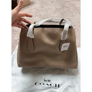 Coach Pebbled Lora Carryall Leather Shoulder Satchel in Taupe thumbnail 5