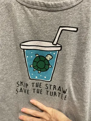 Cute gym gray save the turtles crop t-shirt environment recycle thumbnail 3