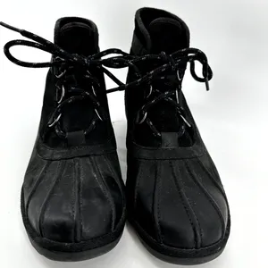 UGG Greda Waterproof Duck Boots Lace Up Suede Leather Heeled Winter Black 9.5 thumbnail 5