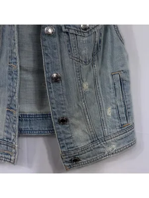 American Eagle Distressed Denim Vest Women’s Medium Light Wash Jean Vest thumbnail 4