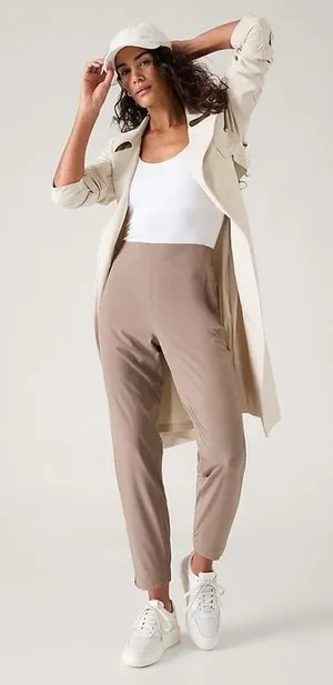 Athleta Brooklyn Heights Ankle Pants Taupe Brown Jogger 533443-07 Size 12 thumbnail 1