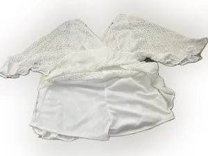 White‎ Lace V-Neck Romper with Smocked Waist thumbnail 4