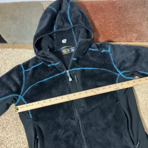 Mountain Hardwear Polartec Fleece Jacket Women L Black Blue Monkey Man Hoody Zip thumbnail 4