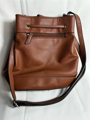 CHAPS Dresden Classic Brown Drawstring Bucket Shoulder Purse thumbnail 3