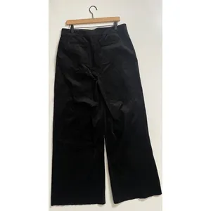 PAIGE Tinesha Corduroy Wide Leg High Rise Pants Solid Black Stretch Size 10 thumbnail 9
