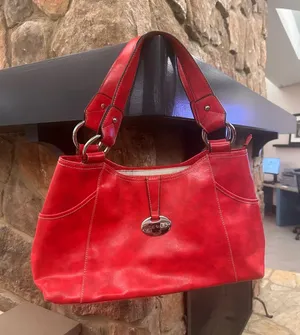 Nine West Vibrant Red Leather Shoulder Tote thumbnail 1