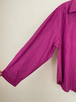 Anthropologie The Shrunken Bennet Lurex Stripe Buttondown Shirt by Maeve Size XL thumbnail 5