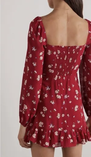 Reformation Cammi Red Floral Mini Dress Cassia 6 thumbnail 3