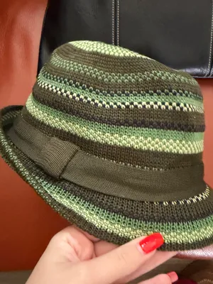 H&M Olive and Mint Striped Knit Bucket Hat thumbnail 2