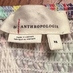 Anthropologie Diana Ruffled Smocked Strapless Tube‎ Top Abstract Print Size XS thumbnail 14
